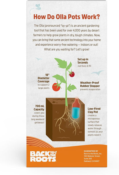 Self-Watering Terracotta Olla Pot (Pack of 3), 700mL Provides 1 Week of Precision Watering