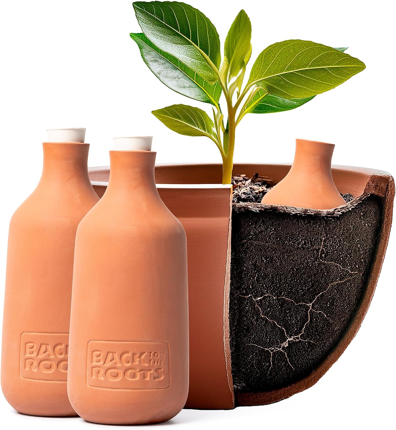 Self-Watering Terracotta Olla Pot (Pack of 3), 700mL Provides 1 Week of Precision Watering