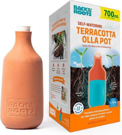 Self-Watering Terracotta Olla Pot (Pack of 3), 700mL Provides 1 Week of Precision Watering