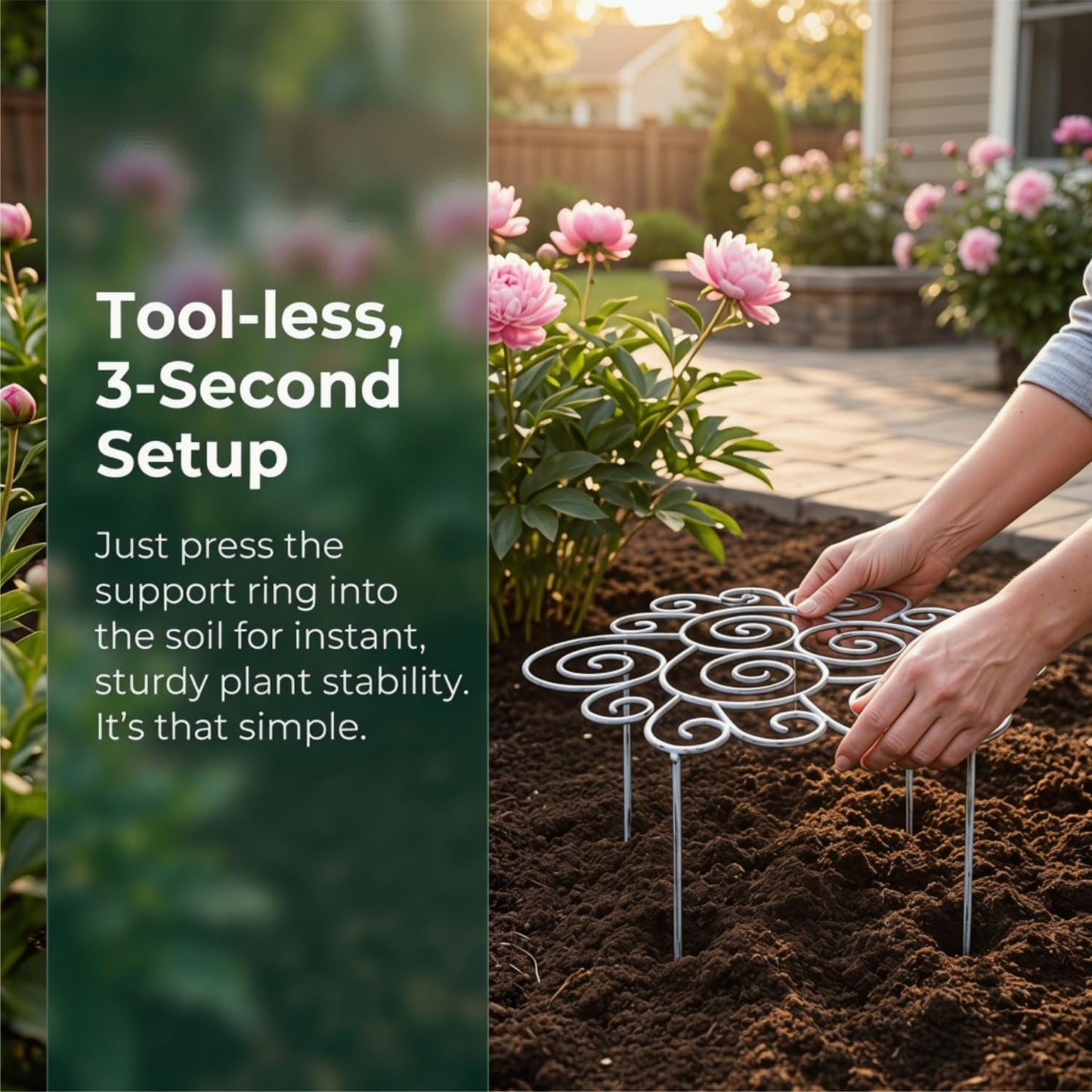 Metal Plant Support Ring, Peony Cages and Supports, Grow Through Stake