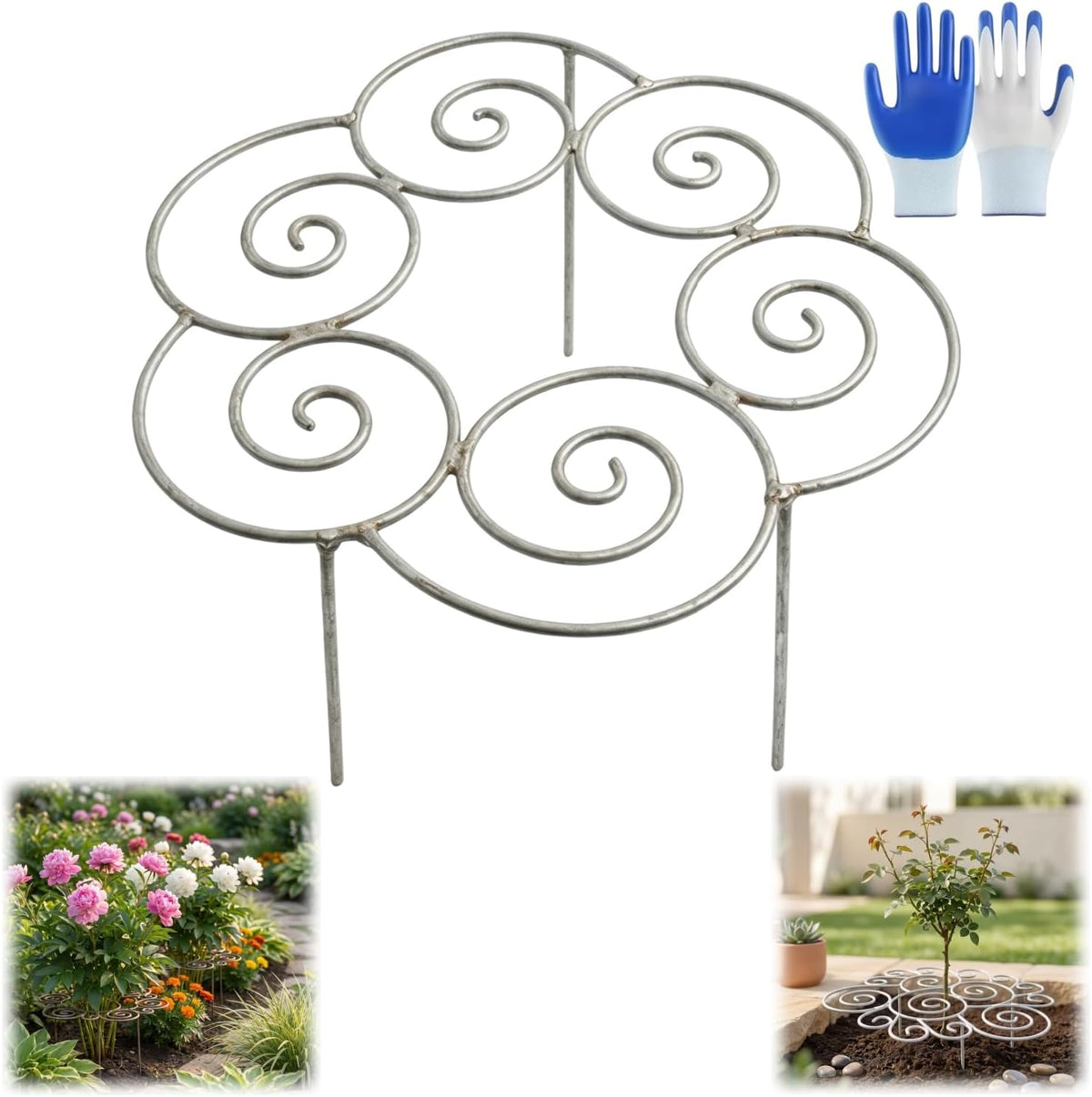 Metal Plant Support Ring, Peony Cages and Supports, Grow Through Stake