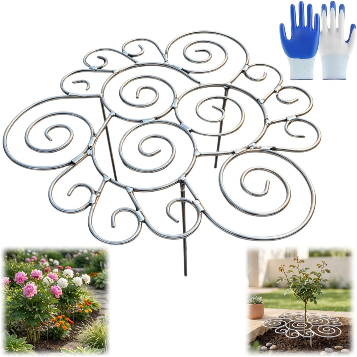Metal Plant Support Ring, Peony Cages and Supports, Grow Through Stake