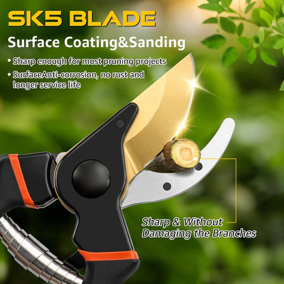 3 Pack Garden Pruning Shears Stainless Steel Blades Handheld Pruners Set with Gardening Gloves
