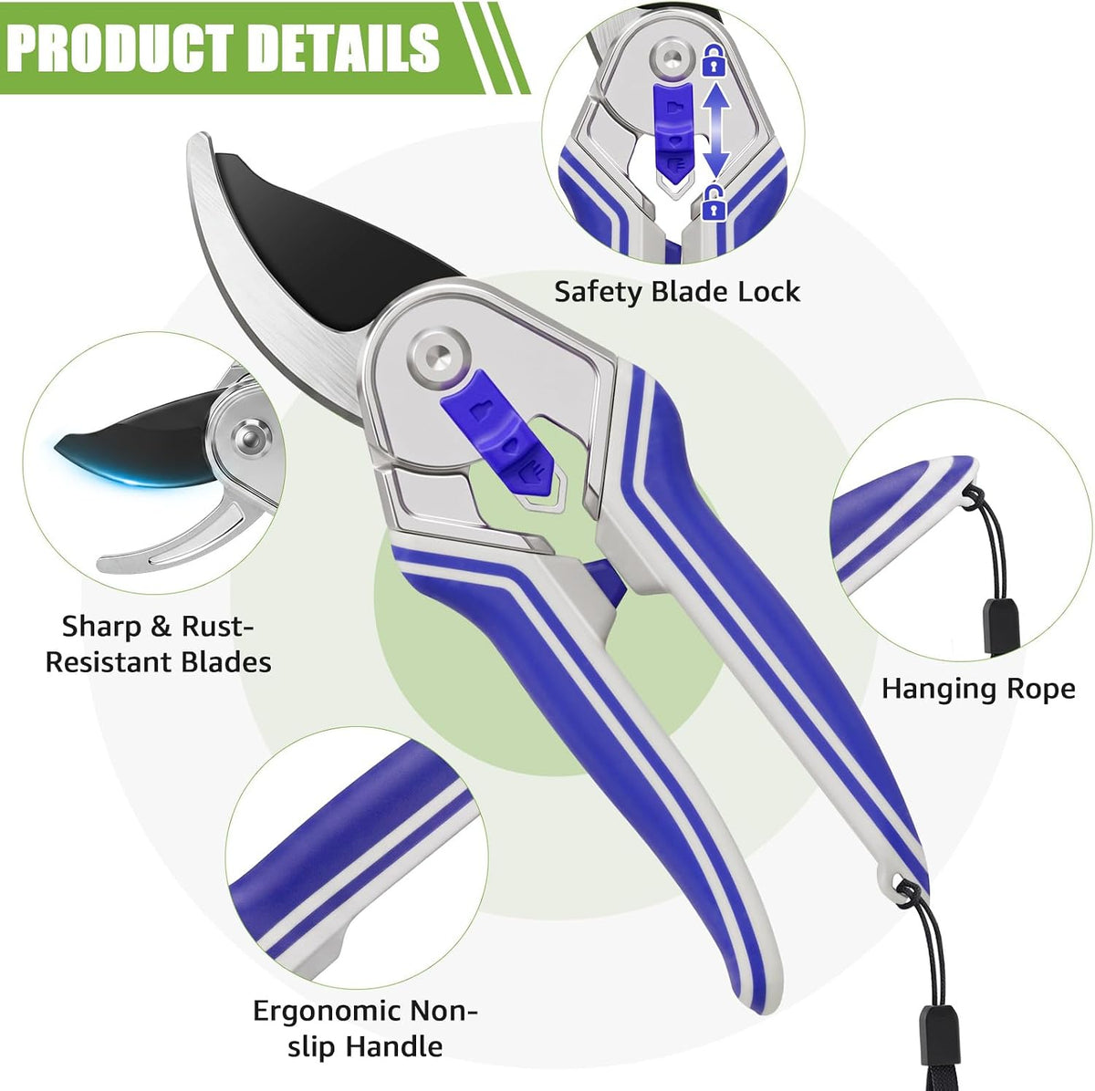 3 Pack Garden Pruning Shears Stainless Steel Blades Handheld Pruners Set with Gardening Gloves