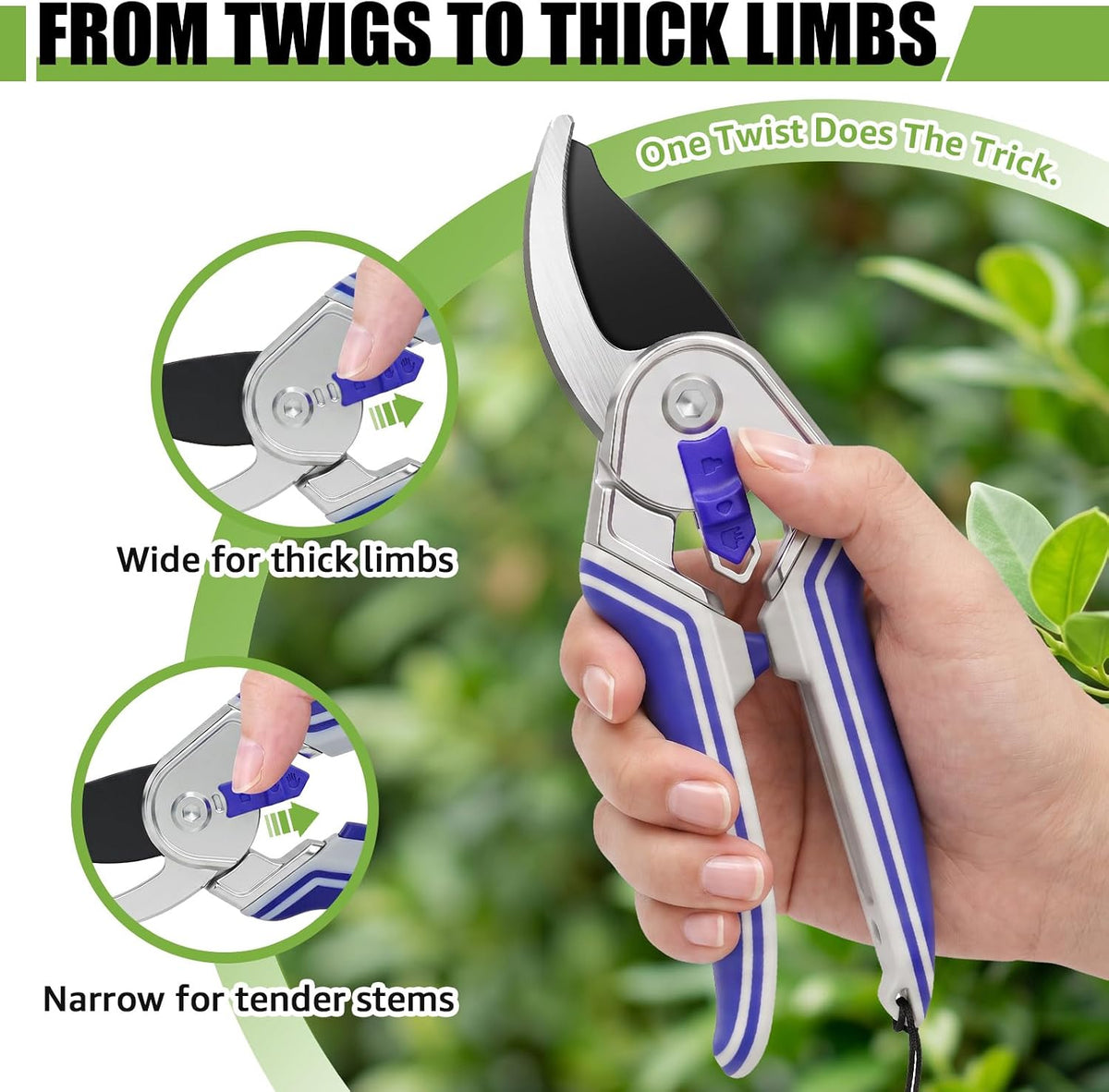 3 Pack Garden Pruning Shears Stainless Steel Blades Handheld Pruners Set with Gardening Gloves