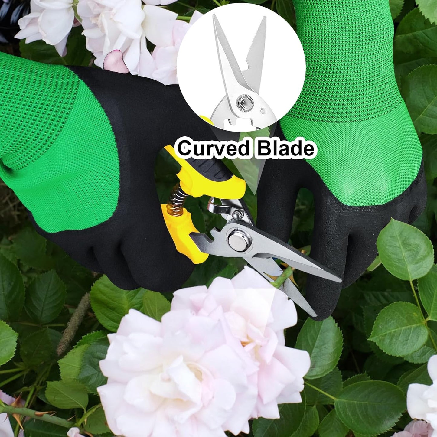 3 Pack Garden Pruning Shears Stainless Steel Blades Handheld Pruners Set with Gardening Gloves