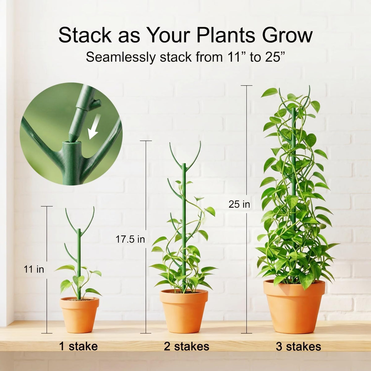 10-Pack Monstera Plant Support Stakes - Stackable Sticks