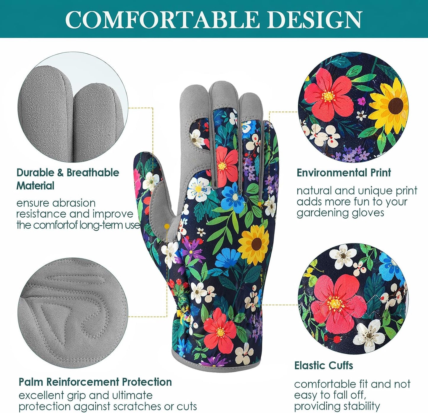 Gardening Gloves for Women, Breathable Leather Garden Gloves,Gardening Gift