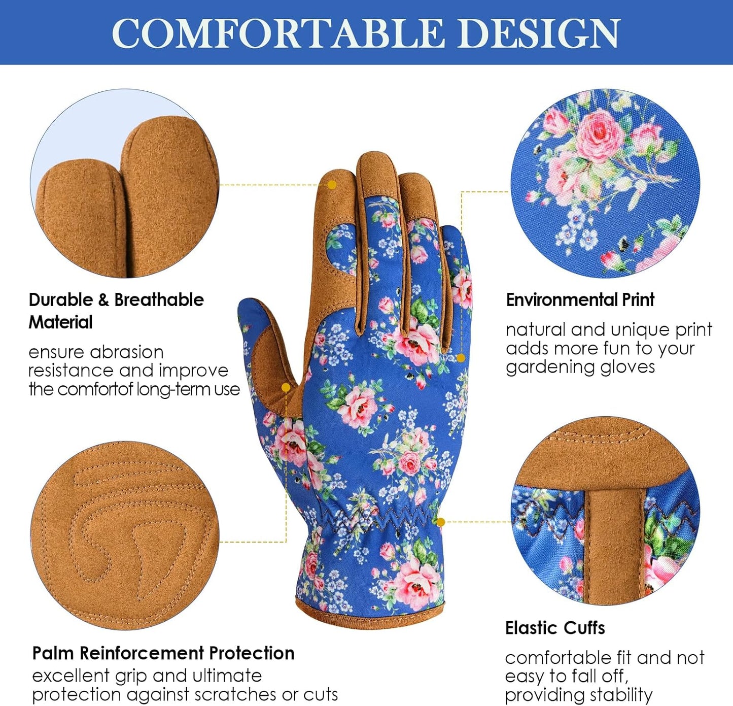 Gardening Gloves for Women, Breathable Leather Garden Gloves,Gardening Gift