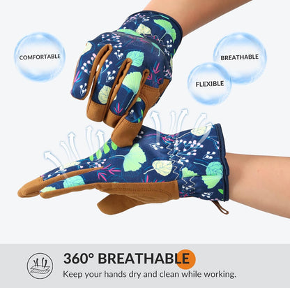 Gardening Gloves for Women, Breathable Leather Garden Gloves,Gardening Gift