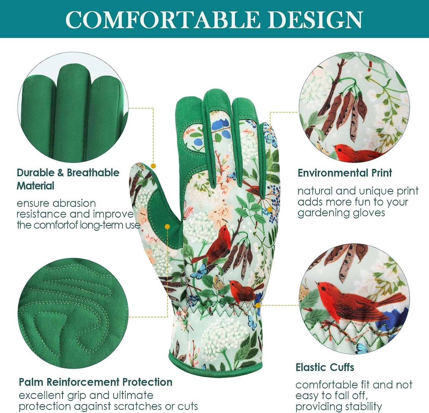Gardening Gloves for Women, Breathable Leather Garden Gloves,Gardening Gift