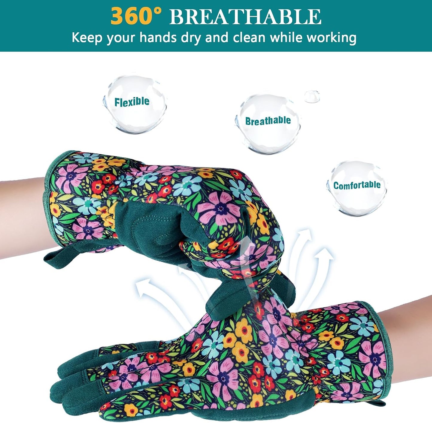 Gardening Gloves for Women, Breathable Leather Garden Gloves,Gardening Gift