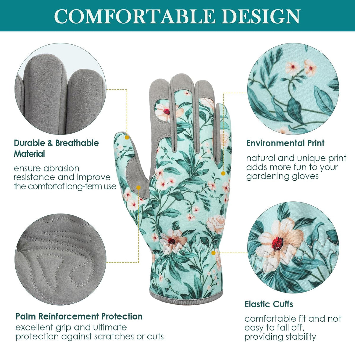 Gardening Gloves for Women, Breathable Leather Garden Gloves,Gardening Gift