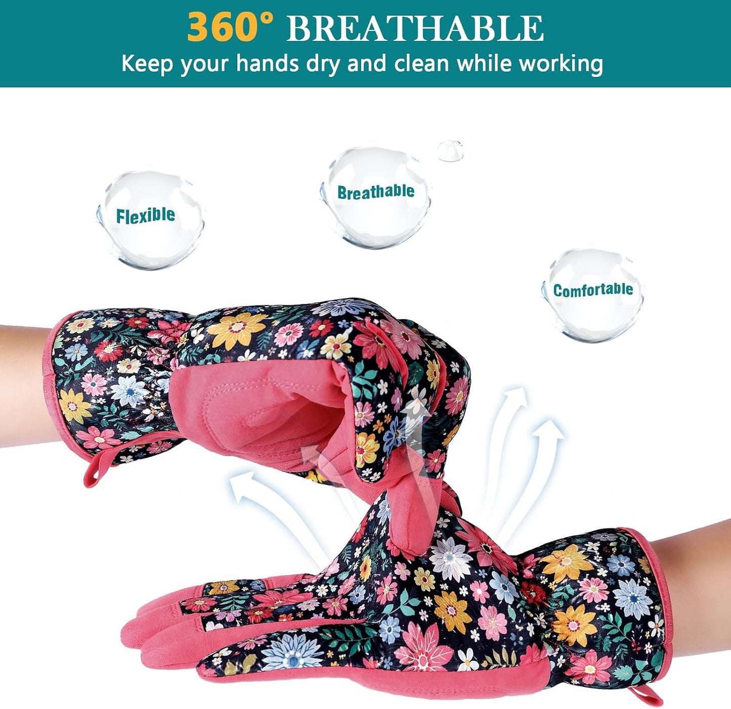 Gardening Gloves for Women, Breathable Leather Garden Gloves,Gardening Gift