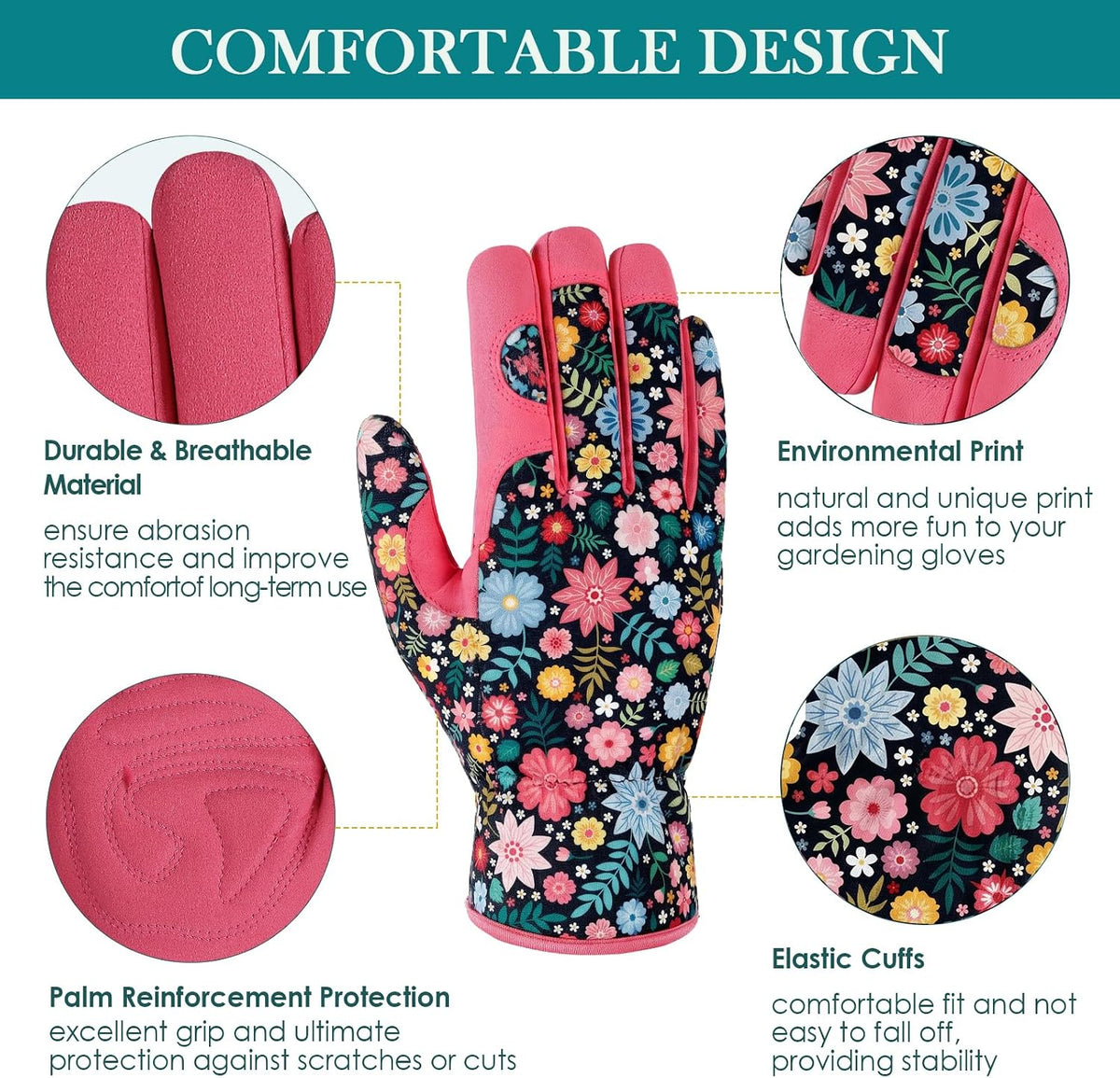 Gardening Gloves for Women, Breathable Leather Garden Gloves,Gardening Gift