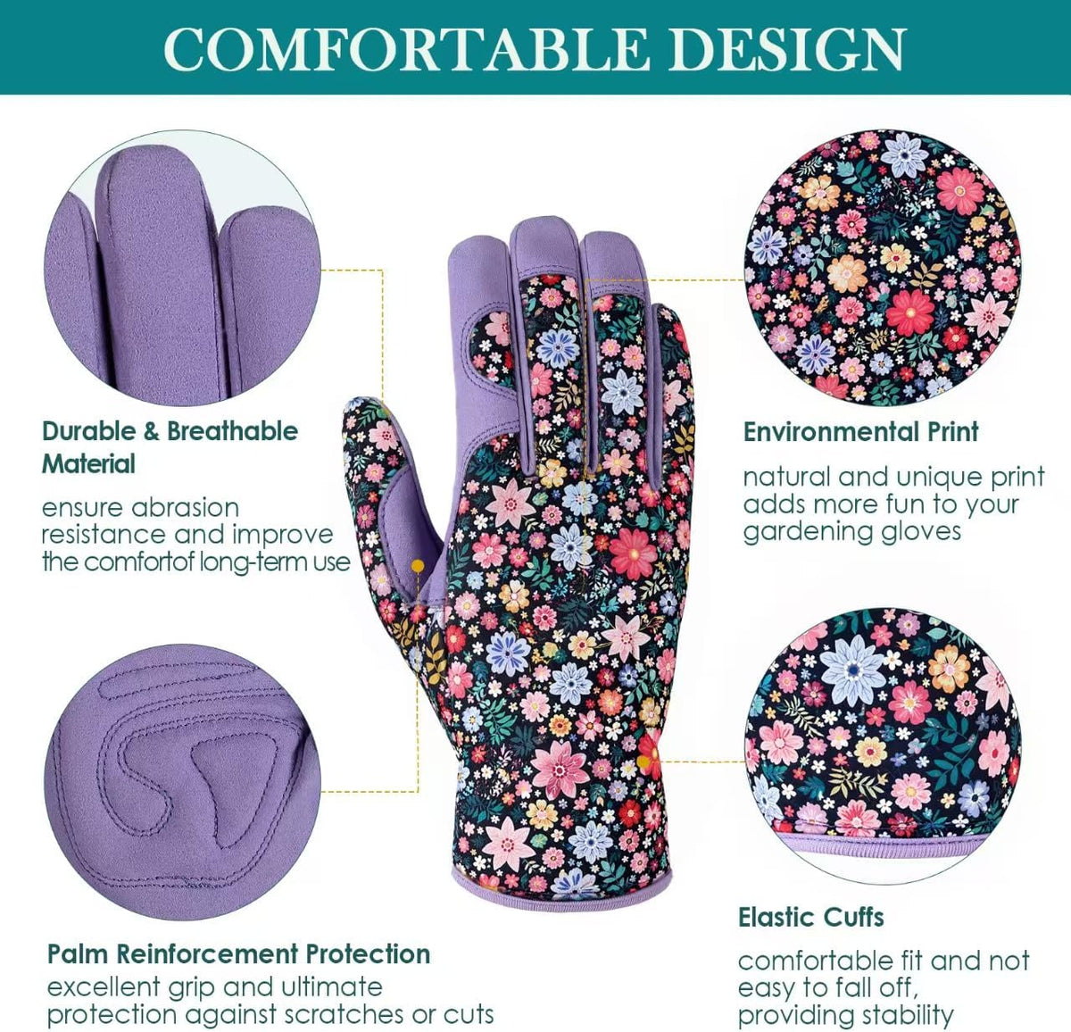 Gardening Gloves for Women, Breathable Leather Garden Gloves,Gardening Gift