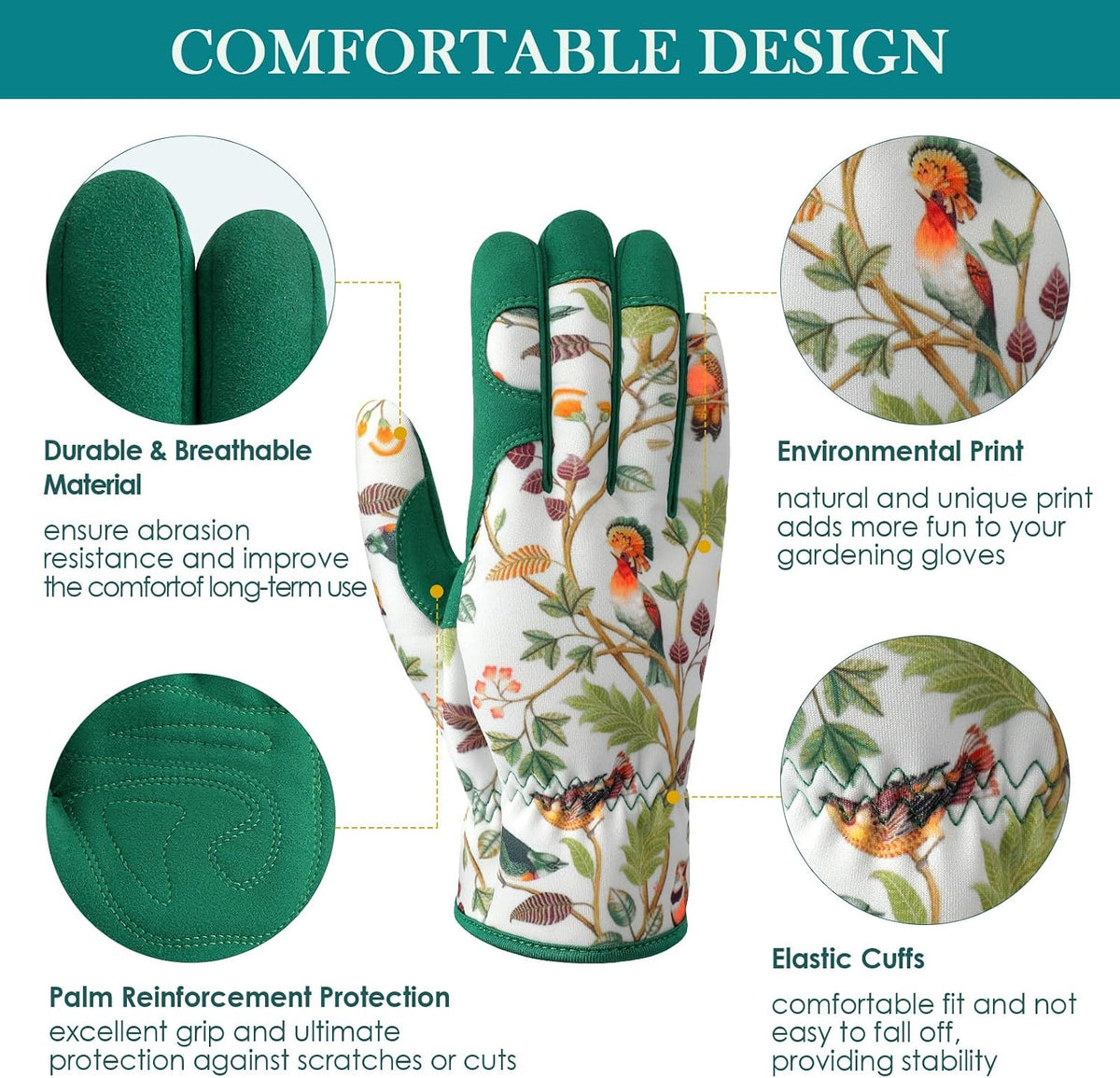 Gardening Gloves for Women, Breathable Leather Garden Gloves,Gardening Gift
