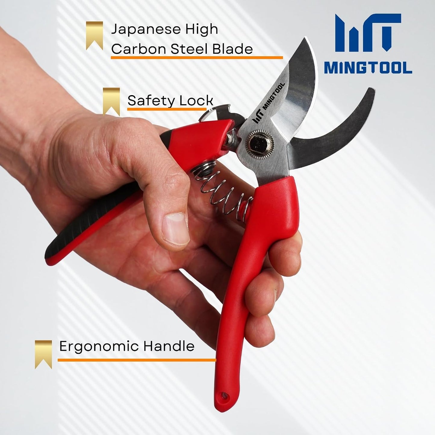 Professional 8-Inch Pruning Shears, Premium Carbon Steel Blade, Heavy Duty Hand Pruner (18mm Cut Capacity), Durable Tool for Serious Gardening.