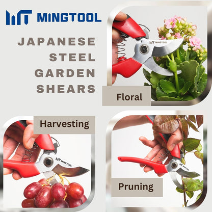 Professional 8-Inch Pruning Shears, Premium Carbon Steel Blade, Heavy Duty Hand Pruner (18mm Cut Capacity), Durable Tool for Serious Gardening.