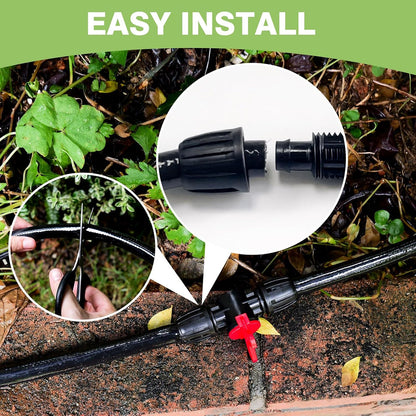 240FT Drip Irrigation System Kit New Quick-Connect, Automatic Garden Watering Misting System for Greenhouse, Yard, Lawn, Plant with 1/2 inch Hose 1/4 inch Distribution Tubing and Accessories