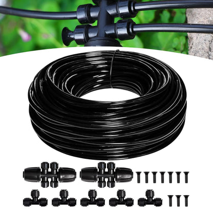 240FT Drip Irrigation System Kit New Quick-Connect, Automatic Garden Watering Misting System for Greenhouse, Yard, Lawn, Plant with 1/2 inch Hose 1/4 inch Distribution Tubing and Accessories