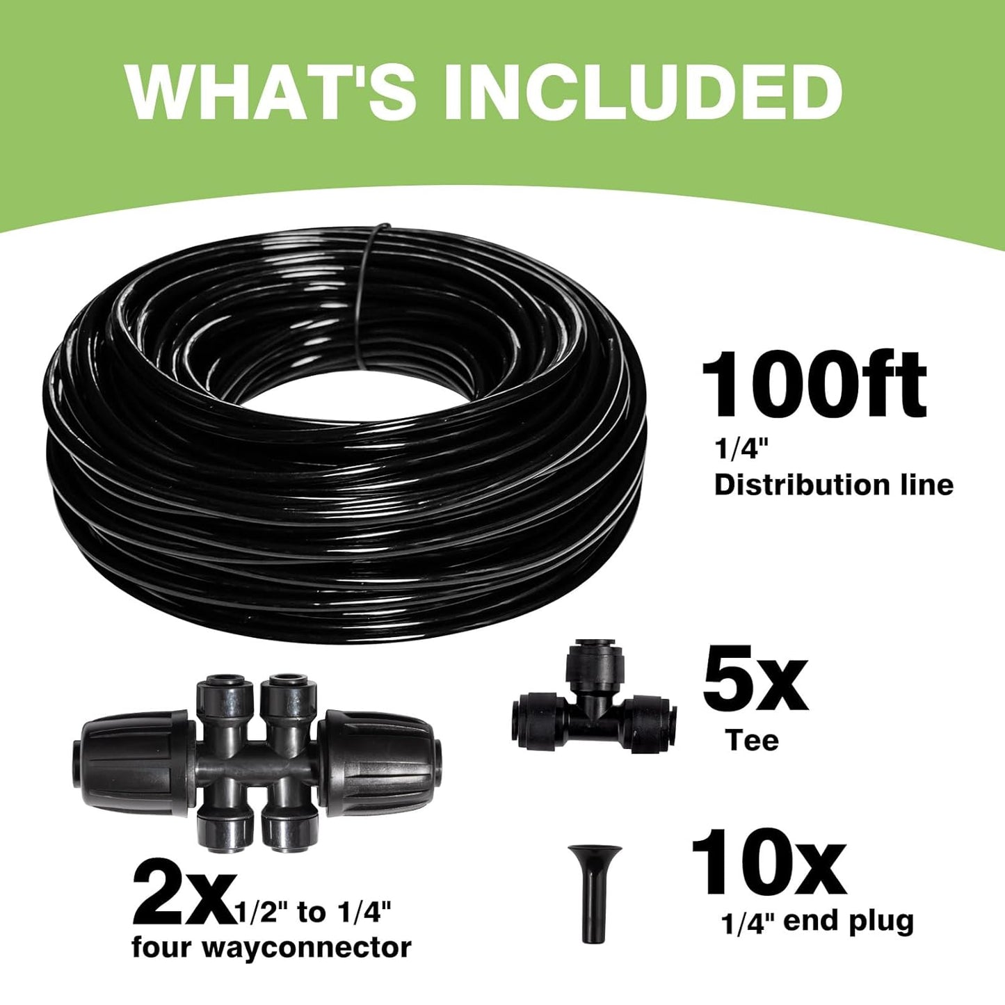 240FT Drip Irrigation System Kit New Quick-Connect, Automatic Garden Watering Misting System for Greenhouse, Yard, Lawn, Plant with 1/2 inch Hose 1/4 inch Distribution Tubing and Accessories