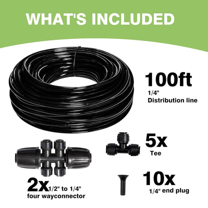 240FT Drip Irrigation System Kit New Quick-Connect, Automatic Garden Watering Misting System for Greenhouse, Yard, Lawn, Plant with 1/2 inch Hose 1/4 inch Distribution Tubing and Accessories