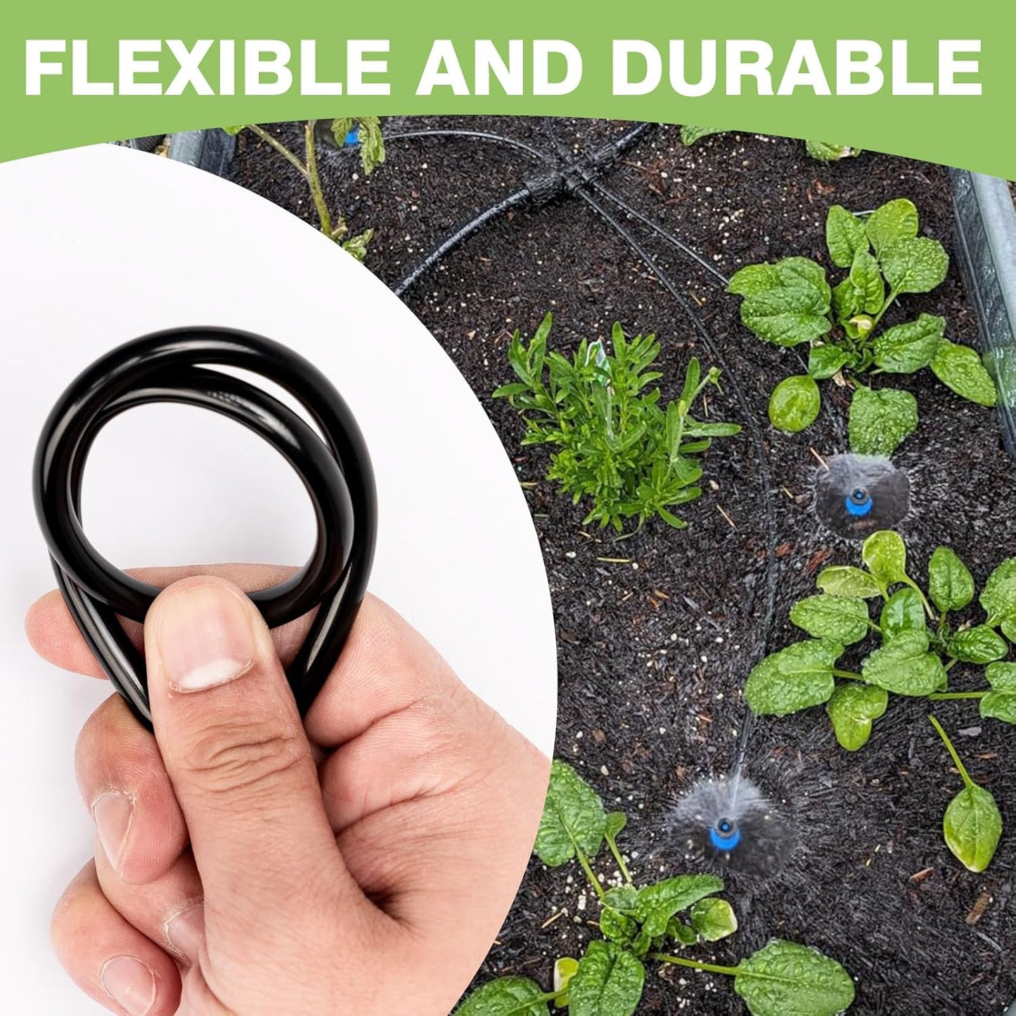 240FT Drip Irrigation System Kit New Quick-Connect, Automatic Garden Watering Misting System for Greenhouse, Yard, Lawn, Plant with 1/2 inch Hose 1/4 inch Distribution Tubing and Accessories