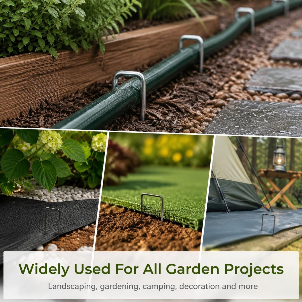 50 Pack Sturdy Garden Landscape Staples, 6 Inch Galvanized Steel Sod Pins Anti-Rust Stakes for Weed Barrier, Christmas Decorations and Landscaping Fabric.