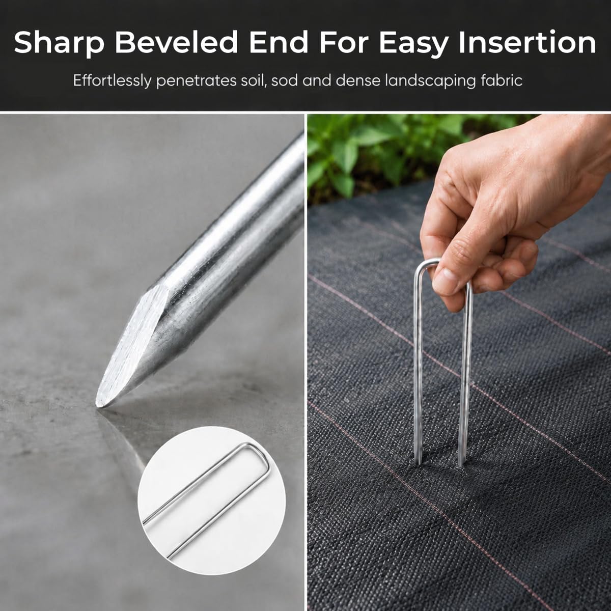 50 Pack Sturdy Garden Landscape Staples, 6 Inch Galvanized Steel Sod Pins Anti-Rust Stakes for Weed Barrier, Christmas Decorations and Landscaping Fabric.