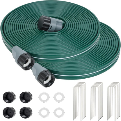 Sprinkler Soaker Hose 25ft 2Pack for Garden Lawn, Watering Pipe with Holes, High-Efficiency Water-Saving Garden Irrigation System, Drip Hose Sprinkler