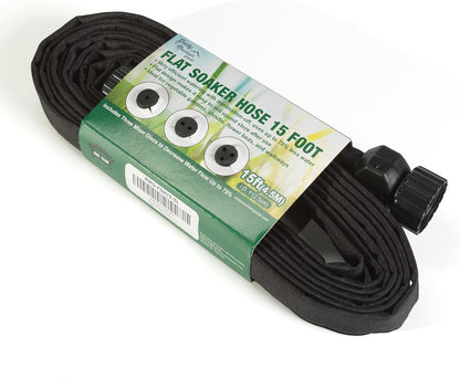 15-Foot Flat Soaker Hose - Heavy Duty Double Layer Design - Saves 70% Water - Consistent Drip Throughout Hose - Garden/Vegetable Safe