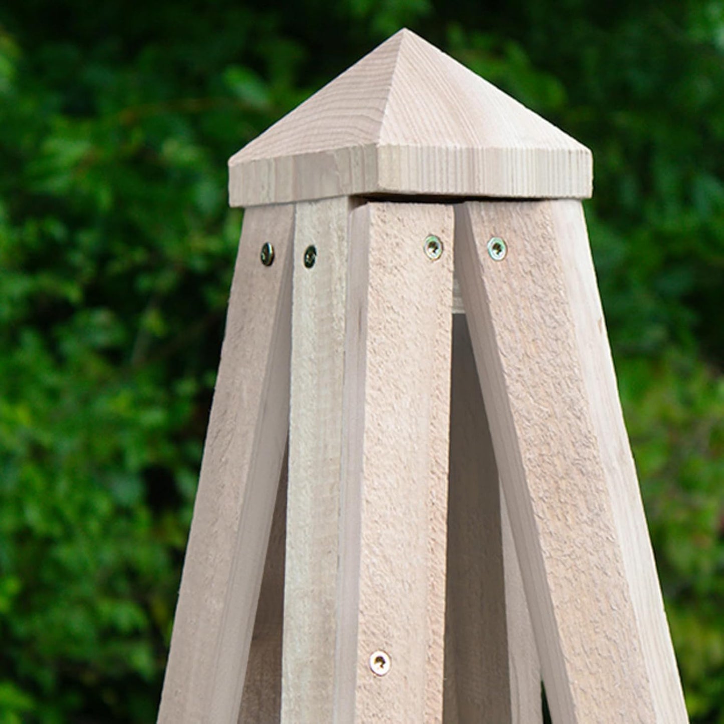 46" Whitewashed Standard Pyramid Trellis, Cedar Wood Garden Obelisk