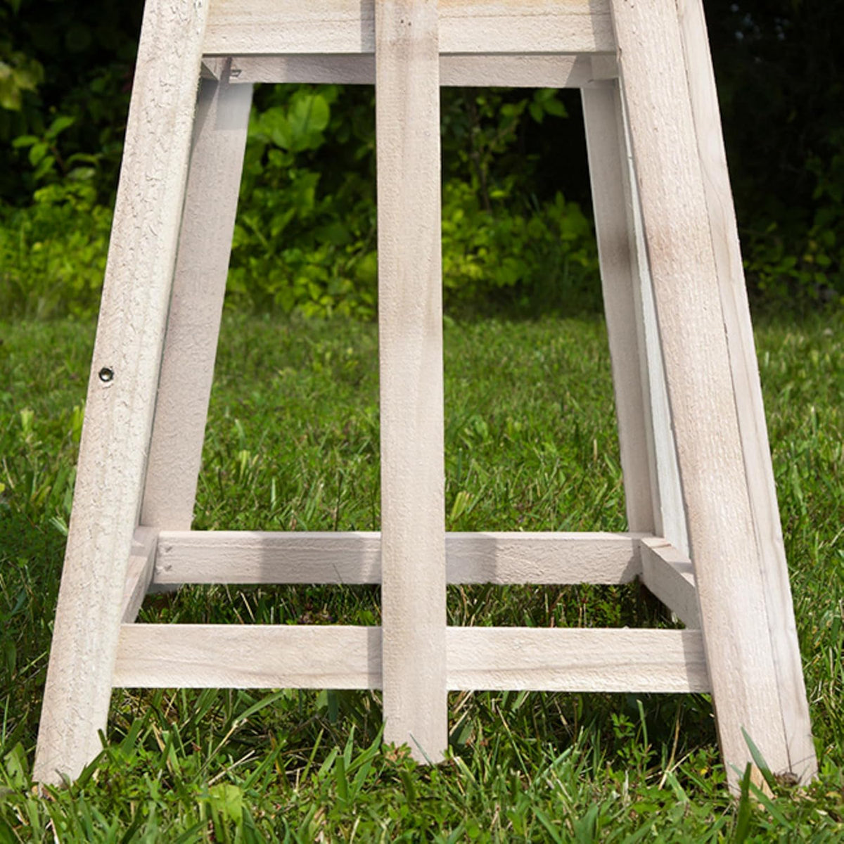 46" Whitewashed Standard Pyramid Trellis, Cedar Wood Garden Obelisk