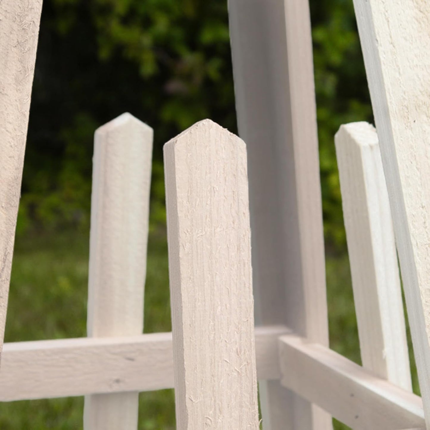 46" Whitewashed Standard Pyramid Trellis, Cedar Wood Garden Obelisk