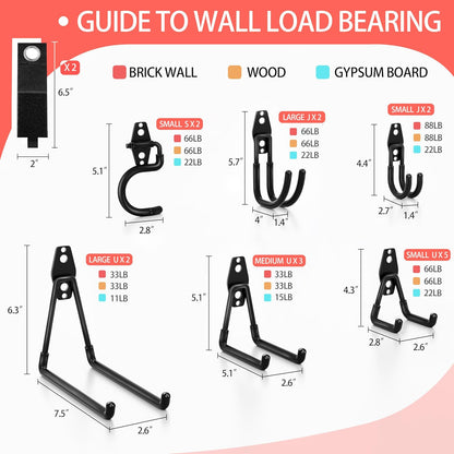18 Pack Garage Hooks Heavy Duty - Anti-Slip Coating