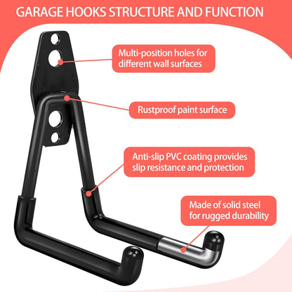 18 Pack Garage Hooks Heavy Duty - Anti-Slip Coating