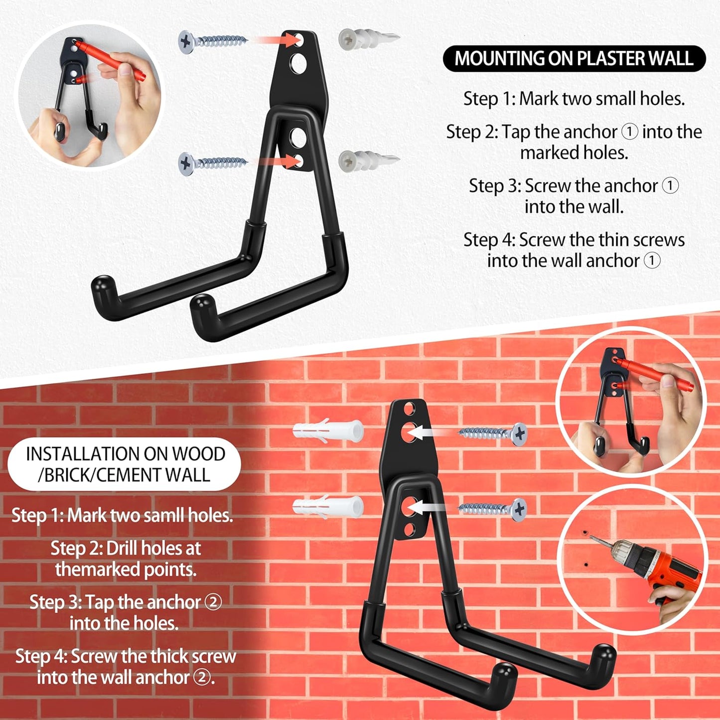 18 Pack Garage Hooks Heavy Duty - Anti-Slip Coating