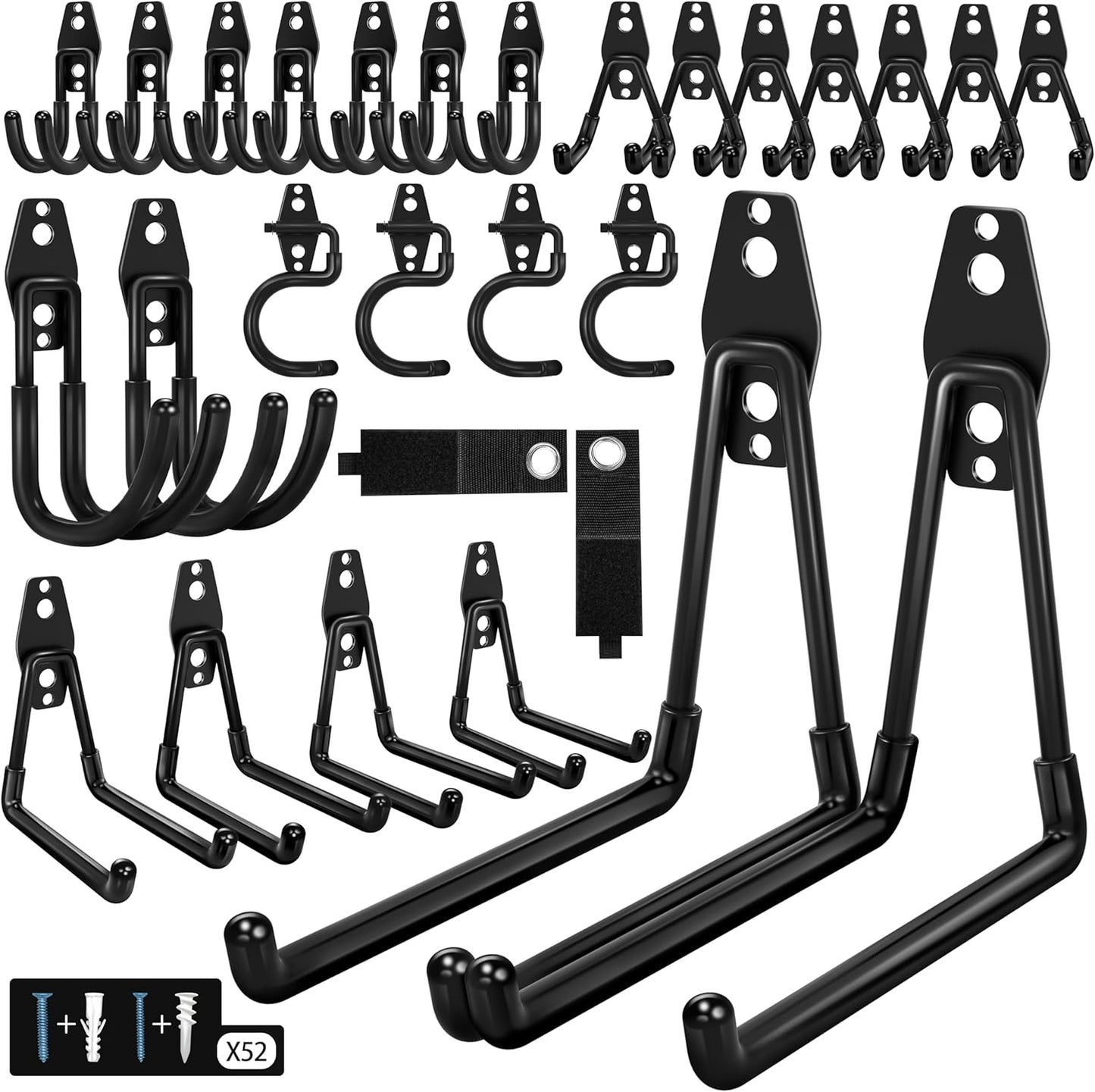 18 Pack Garage Hooks Heavy Duty - Anti-Slip Coating