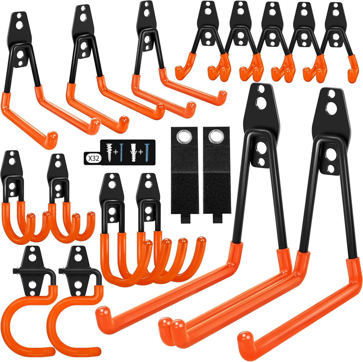 18 Pack Garage Hooks Heavy Duty - Anti-Slip Coating
