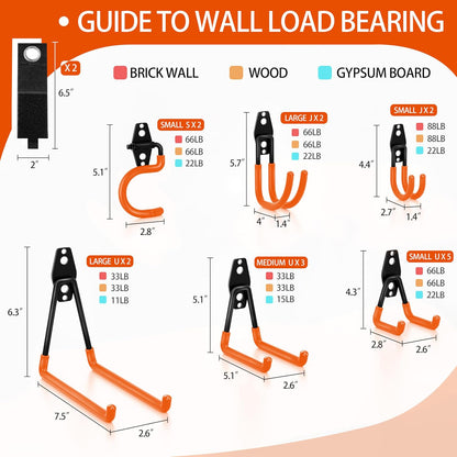 18 Pack Garage Hooks Heavy Duty - Anti-Slip Coating