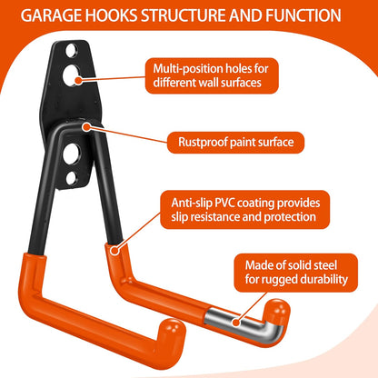 18 Pack Garage Hooks Heavy Duty - Anti-Slip Coating