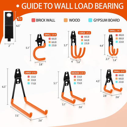 18 Pack Garage Hooks Heavy Duty - Anti-Slip Coating