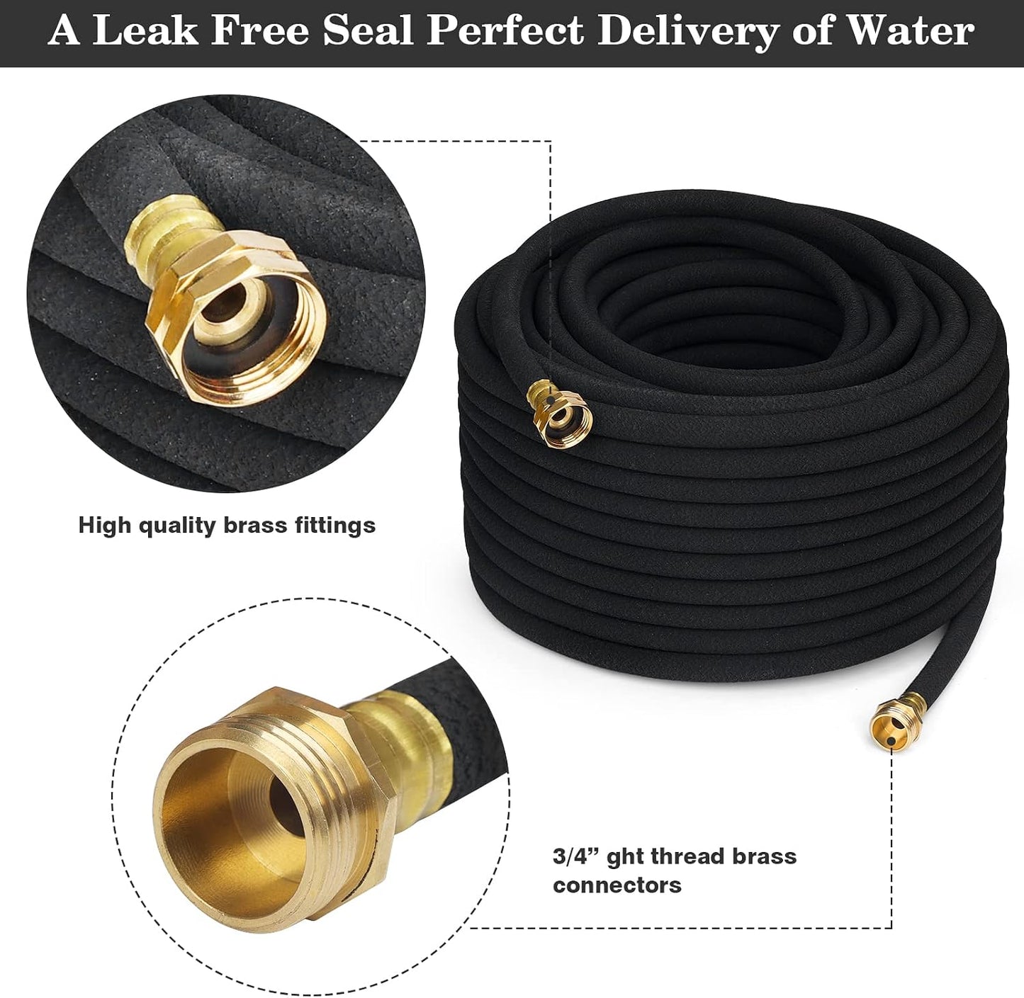 5/8" Soaker Hose for Garden Drip Hose Irrigation System with Solid Brass Fitting for Lawns Flower Beds & Vegetable Gardens (15FT)