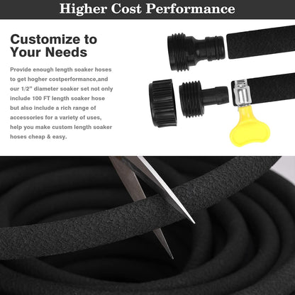 5/8" Soaker Hose for Garden Drip Hose Irrigation System with Solid Brass Fitting for Lawns Flower Beds & Vegetable Gardens (15FT)