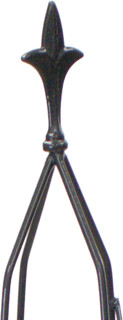 Small Nostell Obelisk, 51.5" Black Metal Garden Trellis with Fleur-de-Lis Finial, Spiral Rod Plant Support Tower for Climbing Vines, Outdoor Steel for Gardens & Pots