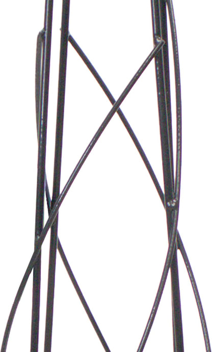Small Nostell Obelisk, 51.5" Black Metal Garden Trellis with Fleur-de-Lis Finial, Spiral Rod Plant Support Tower for Climbing Vines, Outdoor Steel for Gardens & Pots