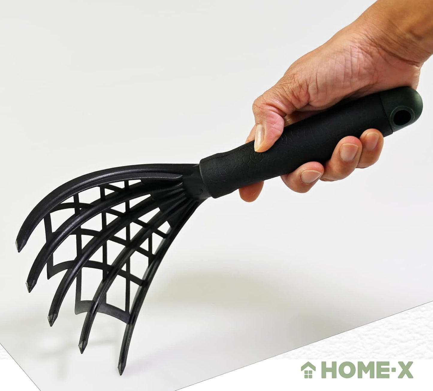 Webbed Garden Claw Rake and Cultivator, Durable Gardening Tool, Handheld Claw Rake Cultivator & Tiller-Rubber Grip (Black)-10.5” L