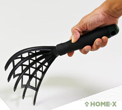 Webbed Garden Claw Rake and Cultivator, Durable Gardening Tool, Handheld Claw Rake Cultivator & Tiller-Rubber Grip (Black)-10.5” L