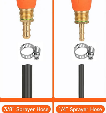 All Metal 44 Inches Replacement Sprayer Wand, Garden Hose Watering Wand with 3/4'' Brass Connector, 1/4" & 3/8" Brass Barb for Most Sprayer Hoses, Built-in Stainless Steel & 2 Hose Clamps